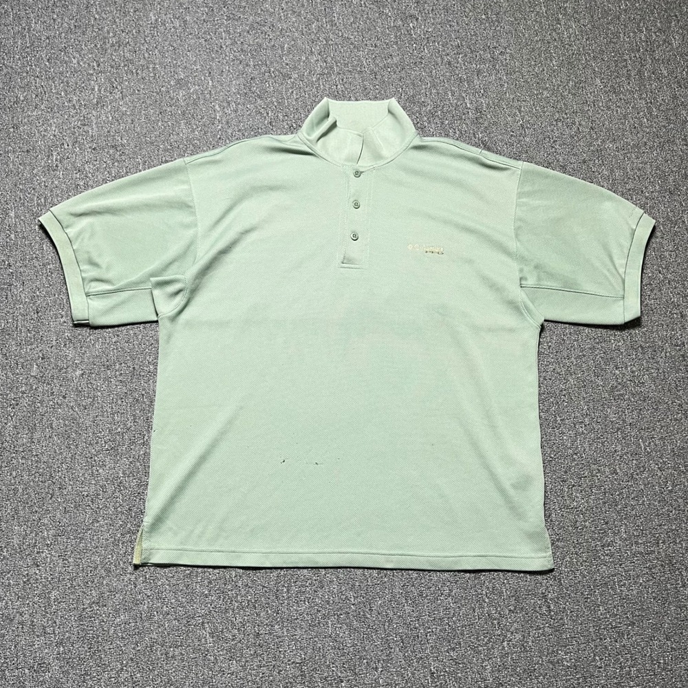Columbia‎ PFG Polo Shirt Green Omni-Shade Fishing Short Sleeve FM 6016